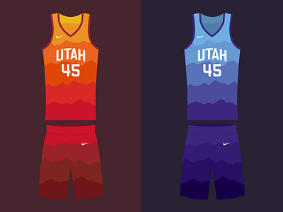 Jazzy basketball color design donovan mitchell drawing dunk gradient gradient color illustration jazz jersey mountains nike playoff sketch uniform utah utah jazz vector