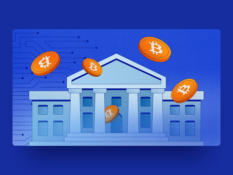 United States of Crypto bank bitcoin building central bank coin crypto cryptocurrencies defi digital digital currency digital illustration figma finance fintech flat flat illustration illustration money nexo united states