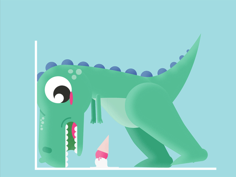 Ice Cream Sisyphus 2d ae aftereffects animation blush cute dino dinosaur flat gif ice cream sad t rex tragedy vector walk