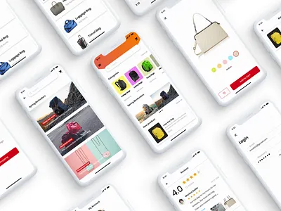 E-commerce app Ui kit app app ui bags e commerce app ui uigers uikit ux yogdesign