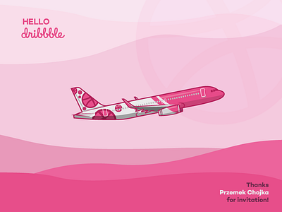 Hellodribbble design dribbble flat hellodribbble icon ilustration plane typography vector