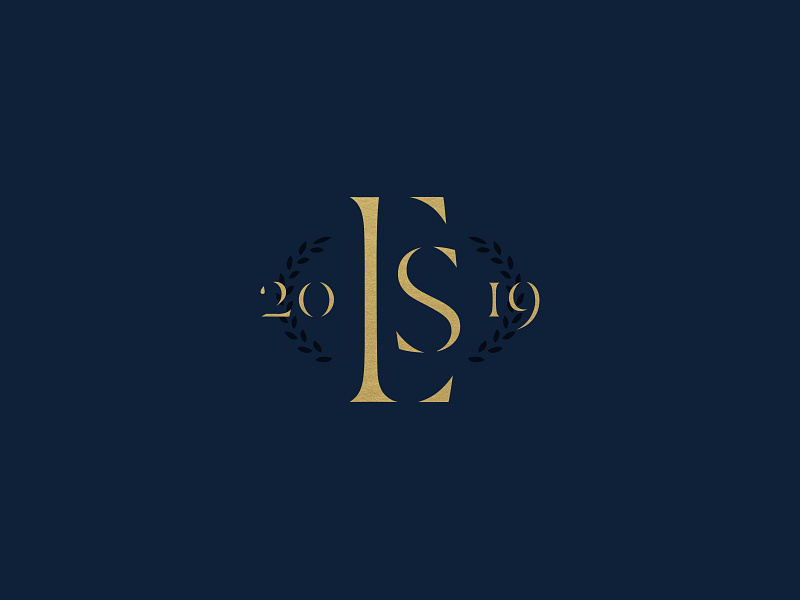 Expositors Summit Monogram - Exploration badge blue crest design e emblem family gold leaf lock up monogram nature plant royal s seal shield summit typography year