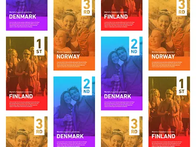 Daily UI #045 / Info Card 045 adobe xd blue branding challenge colors daily 100 daily 100 challenge daily ui daily ui 045 design gradient happiest country illustration illustrator purple red typography ui ux