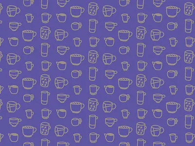 Funky Mugs coffee icons illustration line drawing mug pattern