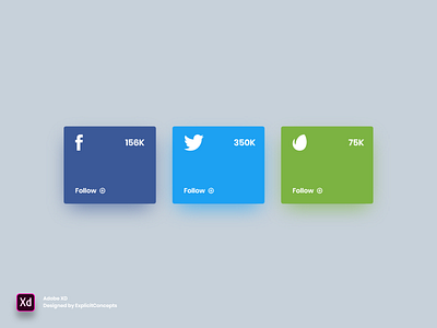 Social Widget - Adobe XD adobe xd animation app branding design envato flat icon illustration landing minimal social themeforest type typography ui ux vector web website