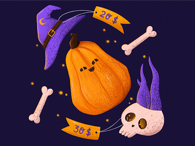 Cute Halloween Market illustration