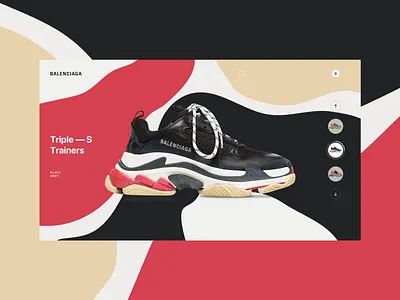Balenciaga - Triple S Black Grey balenciaga colors concept e commerce fashion landing page mobile mobile first motion responsive shoes shop sneaker triple s ui ux