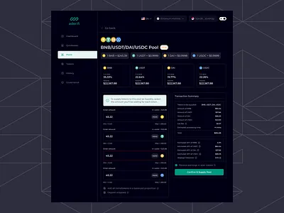 Yield Farming- inputing amount of assets to supply (Dark Mode) blockchain crypto defi design figma product ui