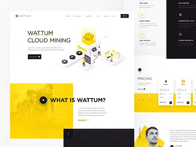 Wattum bitcoin blockchain branding capital design illustration landing mine ui ux vector webdesign webpage
