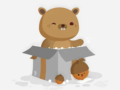 Boxy Beaver acorns animal beaver box character design critter critters warehouse cute illustration kawaii vector