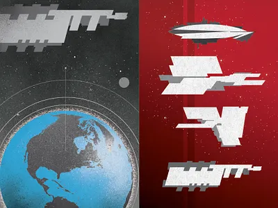 Space Opera Graphic Illustrations earth space spaceships