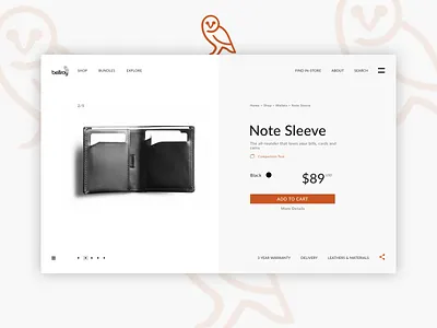 Single Product E-Commerce Shop bellroy dailyui dailyui012 ecommerce ecommerce design flat product page single product ui ux