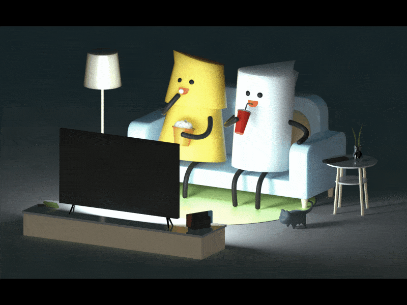 Watch TV 3d fox gif icon illustration logo tv