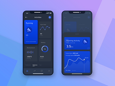 Fitness Tracking app_dark mode adobe xd android app app design branding card darkmode design fitness app illustration interface ios minimal mobile app tracking app trending typography ui ux vector