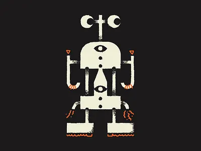 Buggitty Bugged-Out Bot brush character draw drawing illustration march of robots orange robot robot logo texture