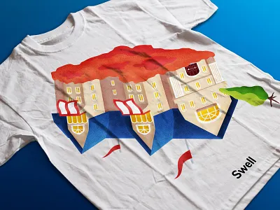 T-shirt design for digital agency agency branding apparel artwork blue brand identity house house illustration illustrations label print t shirt illustration tree water