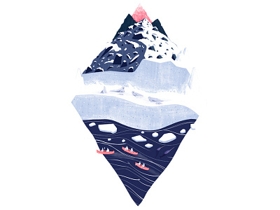 Arctic Diamond animal canoe design drawing ice illustration narwhal nature travel