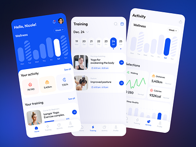 Fitness & Workout Mobile App application cardio clean design fitness app gym app healthcare ios ios design mobile app mobile fitness app sport app ui uidesign user interface ux women workout yoga