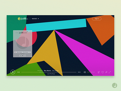 justt.fm - radio landing landing page design minimal radio music player music player ui online radio ux ui design