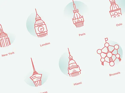 SavePotatoes.com Worldwide Clients Icons branding brussels city design green icons illustration las vegas london miami new york oslo paris portfolio red website world