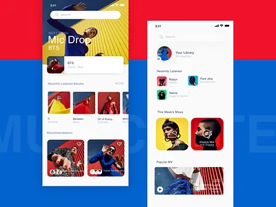 Music interface blue design design app gules music simplicity ui