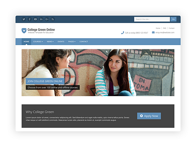 College Green - Bootstrap Theme for Education bootstrap bootstrap template bootstrap theme college css education higher education html html5 responsive school template theme university website template