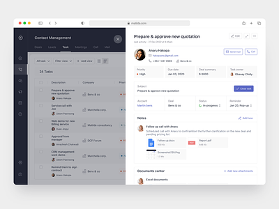 Task management - CRM dashboard branding call collaboration crm customer deals leads mail progress sudhan task typography
