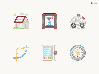 History Geek Icons 2010s 2010 3d printer bright century genome google car history history geek icon icons ipad iwatch solar panels the large hadron collider