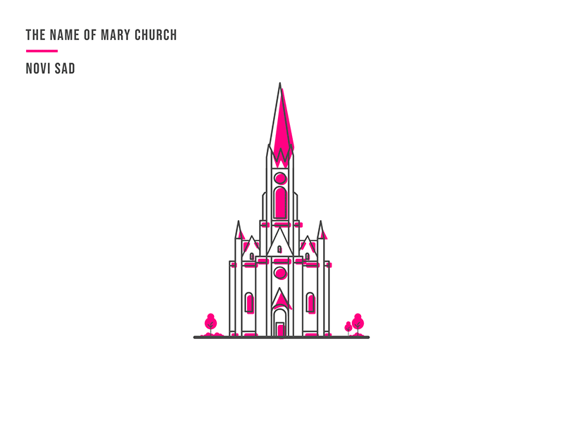 The Name of Mary Church .gif 2d abstract after affects animation architecture city colors geometry illustration novi sad serbia shapes simple
