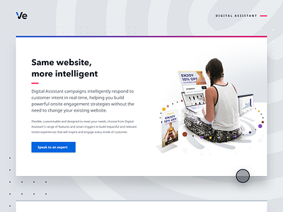 Digital Assistant - web graphic ai branding customer customer experience data digital advertising digital assistant ecommerce engagement graphic graphic design illustration onsite personalisation personalised experience relevancy retail smart ui typography user experience