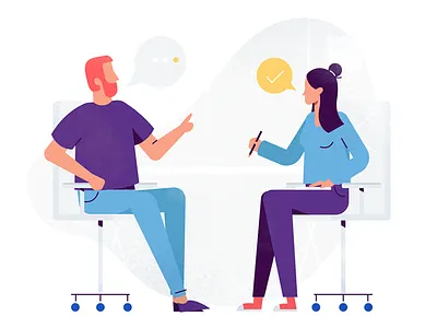 Holini: Your Background analytics character data discussion flat google ads hr illustration interview interviewing man marketing spot illustration talk team ui ux vector web design woman
