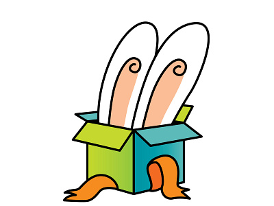 Logo for gift shop blue brand bunny design ears focus gift gift box giftshop give icon illustration logo logotype magic outline present surprise vector yellow