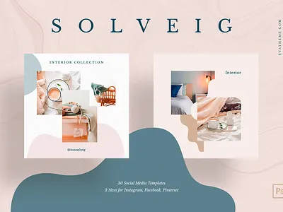 Solveig Social Media Pack clean facebook instagram media media kit pack pinterest social style templates