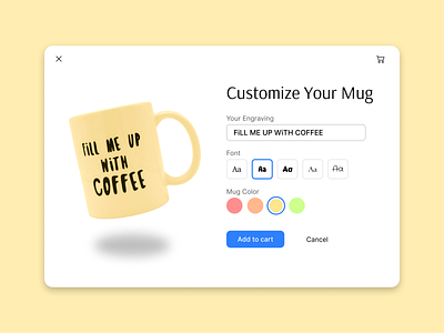 "Customize Product" - Daily033 #DailyUI 033 33 coffee color customize customize product cute daily ui daily33 dailyui day033 day33 design figma illustration mug product ui yellow