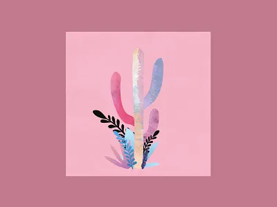 Cactus adobe illustrator cactus design flat gradient gradient color illustraor illustration minimal minimalism minimalist design nature nature illustration pastel pink plant poster square texture vector