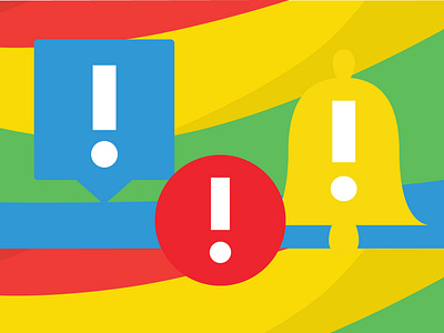 Chrome push notifications illustration blog blue chrome design flat google chrome graphic design illustration notification push push notifications red vector webinerds yellow