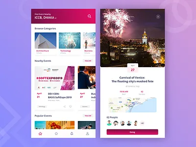 Event App | Home & Event Details Screens android app daily dailyui design mobile mobile app ui uiux ux