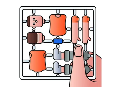 玩具模型 WUN GEOI MOU JING characters clean comic flat geometry illustration poster