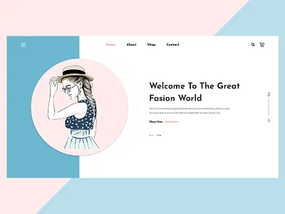 Ecommerce Hero Area ecommerce fasion girl hat hero area illustration minimal shop slider trendy ui ux vector webdesign website