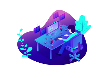 Illustration for KodeKloud automation data gradient illustrator ui ux