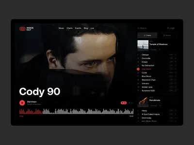 INSIDE OUT — Artist page album artist audio clean dark design music player playlist web web design
