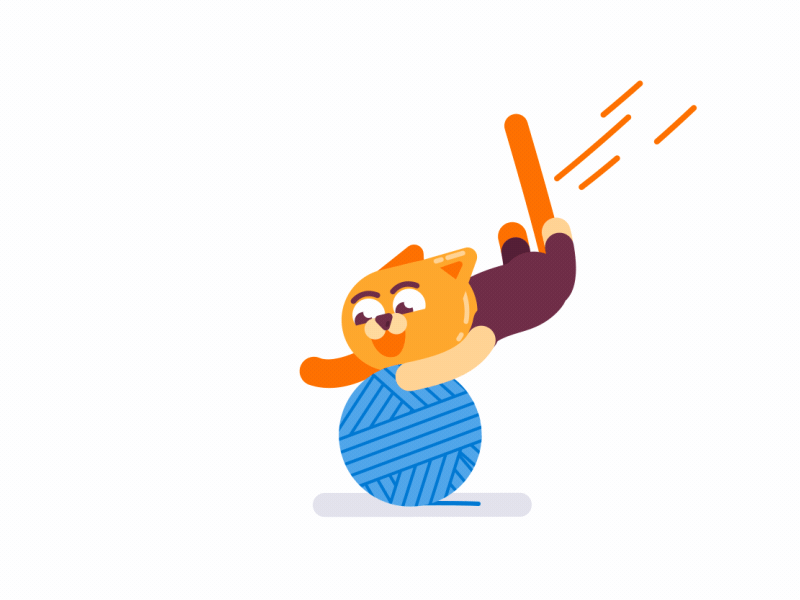 Playful cat ae ball of yarn cat cool crello jump mascot new play play logo