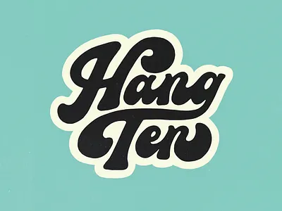 Hang Ten 🏄♂️ 70s design funky handlettering lettering logo procreate retro script surfing type typography
