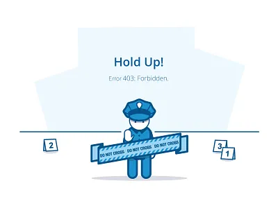 Error 403 403 403 error page 403 forbidden blue design error error message error page forbidden illustration police policeman ui vector