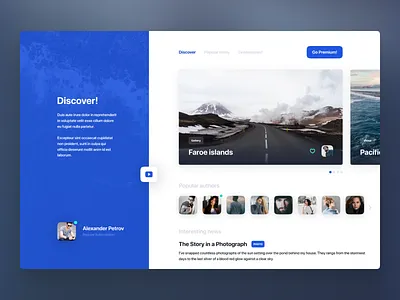 Discover! app branding browser card concept dashboard design figma figmadesign home illustration interface site startpage typography ui ux web web design website