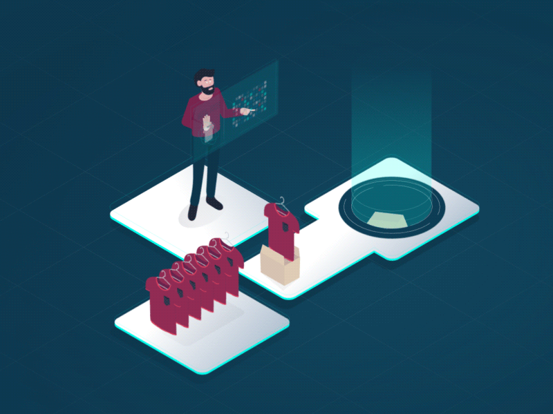 Analyticalways Replace in Store 2d animation futuristic illustration isometric retail