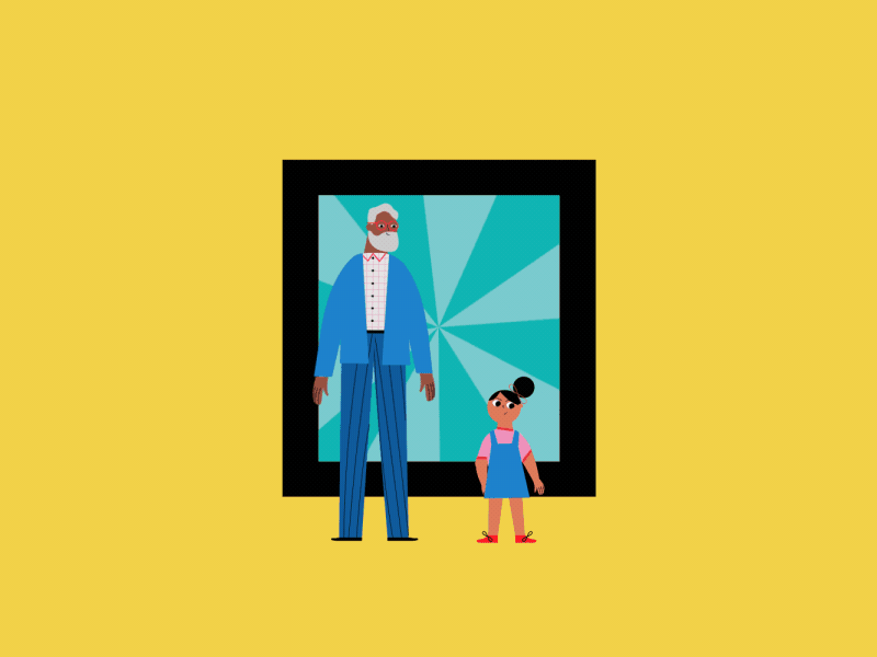 Into the void 12fps animation character child door gif grandpa jump kid motiongraphic pattern portal spinning swirl