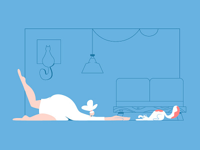 Girl With A Cat 1 cats design drawing illustration illustrator vector