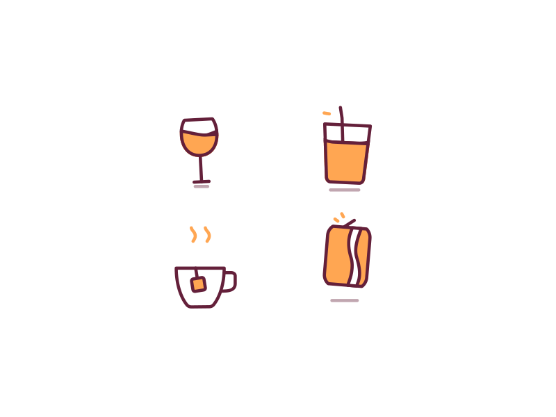 icon set - drinks animation coke drink drinks icon iconset juice lottie lottiefiles motion tea ui wine