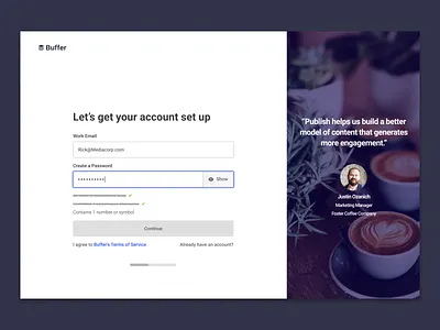 Buffer Publish Signup Form buffer sign up page signup signup form social proof